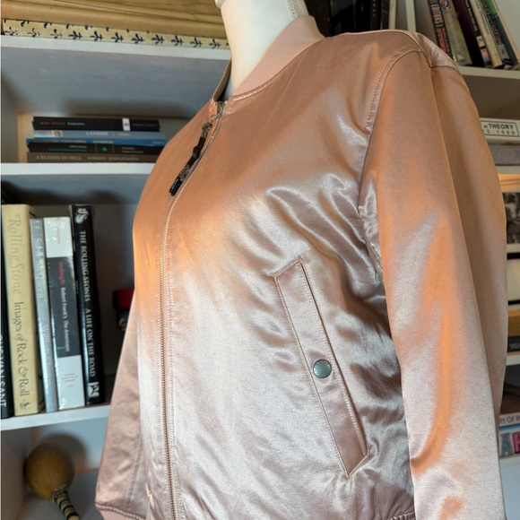 rag & bone reversible green canvas Shimmering Pink Bomber Jacket - Picture 7 of 8